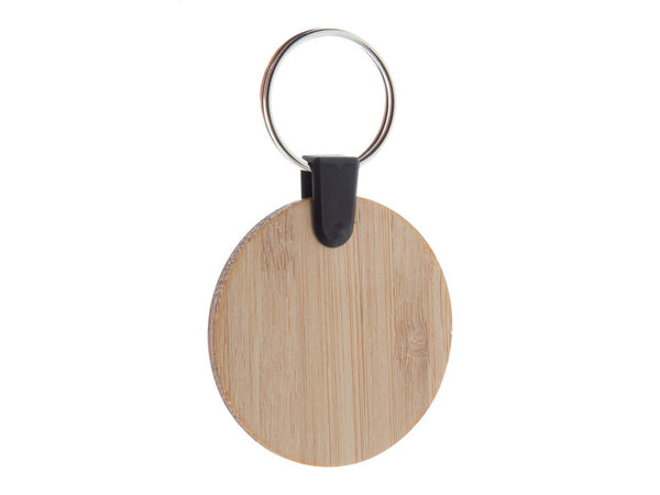 Bambry Bamboo Keyring, Round with custom printing